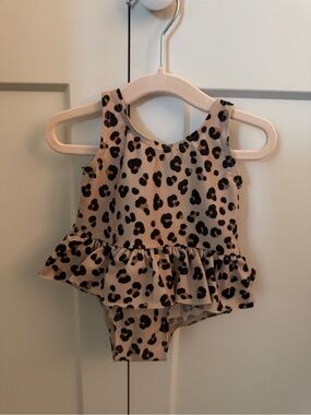 H&M Leopard Print Ruffle One-Piece Swimsuit
